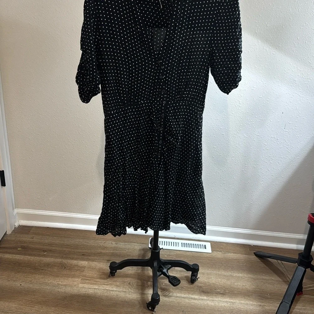 Free People Black and White Ruffled Mini Sundress